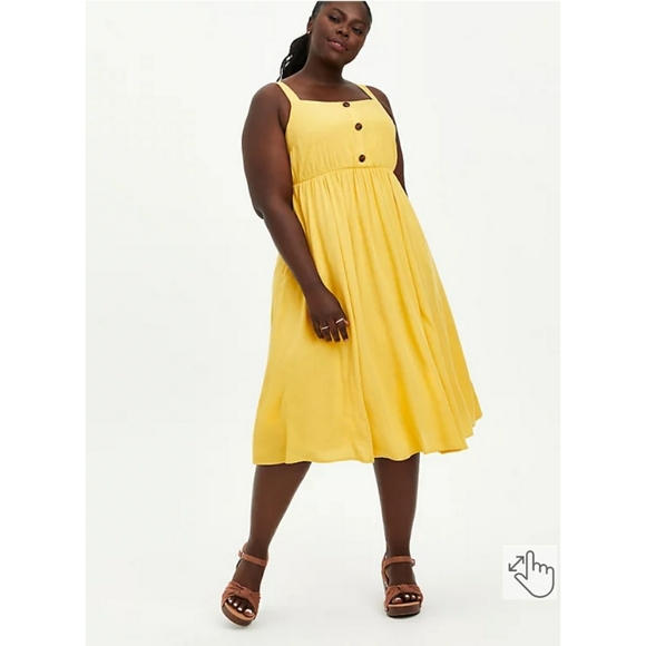 torrid Dresses & Skirts - Torrid Cross Hatch Pinafore Midi Dress - Mustard